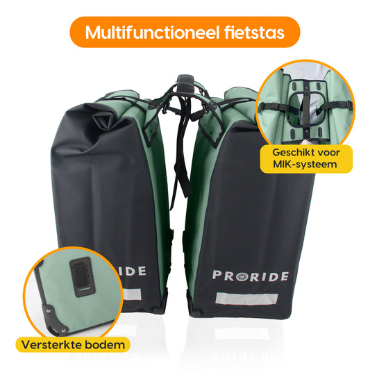 Proride dubbele fietstas I Ruim en waterdicht I Groen