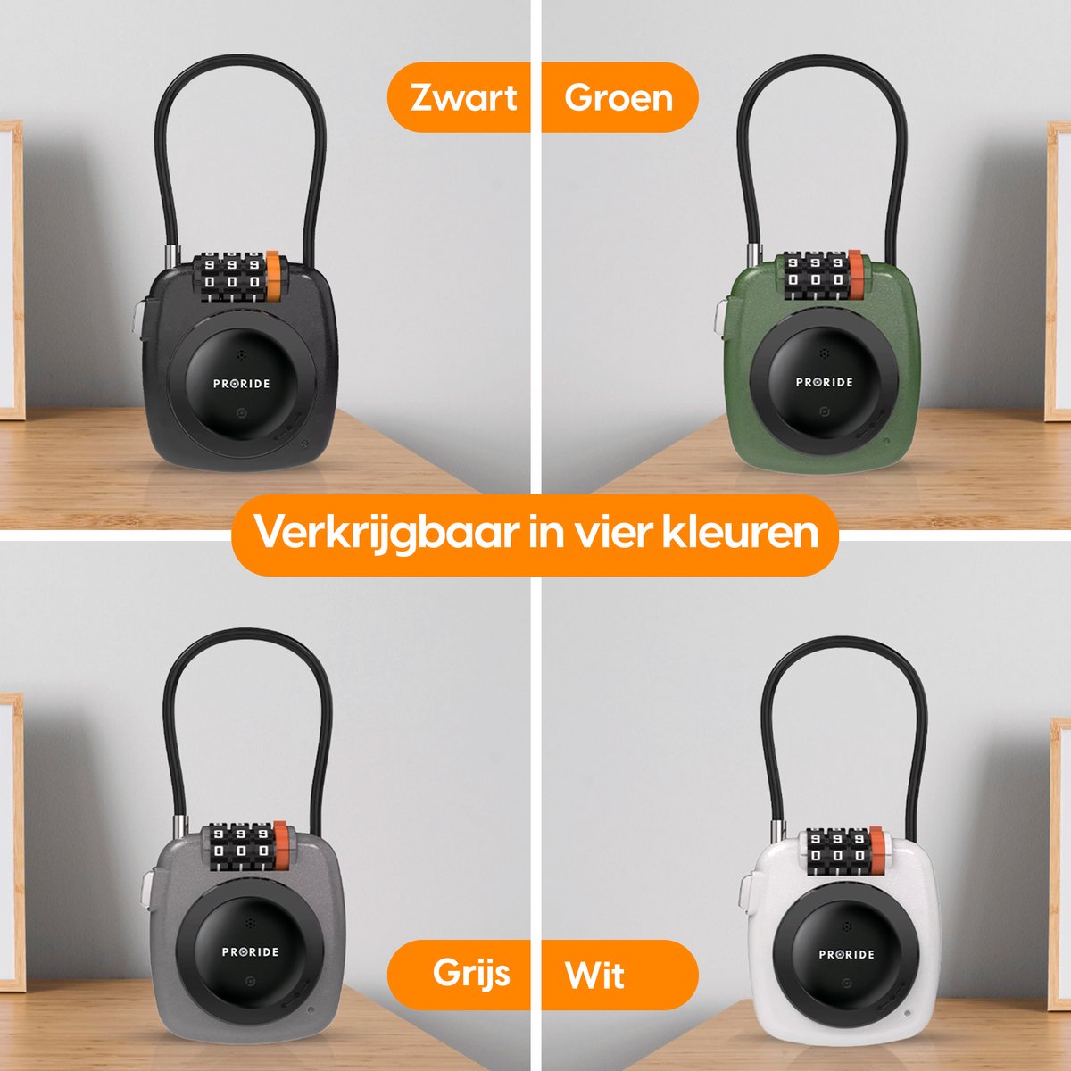 Proride 3- cijferig Kabelslot Inclusief GPS-tracker Apple I Slim en veilig onderweg I Groen