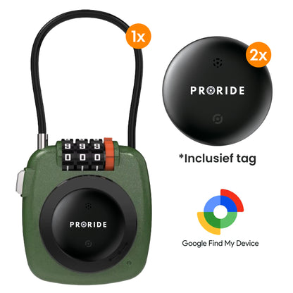 Proride 3- cijferig Kabelslot Inclusief GPS-tracker Android I Slim en veilig onderweg I Goen