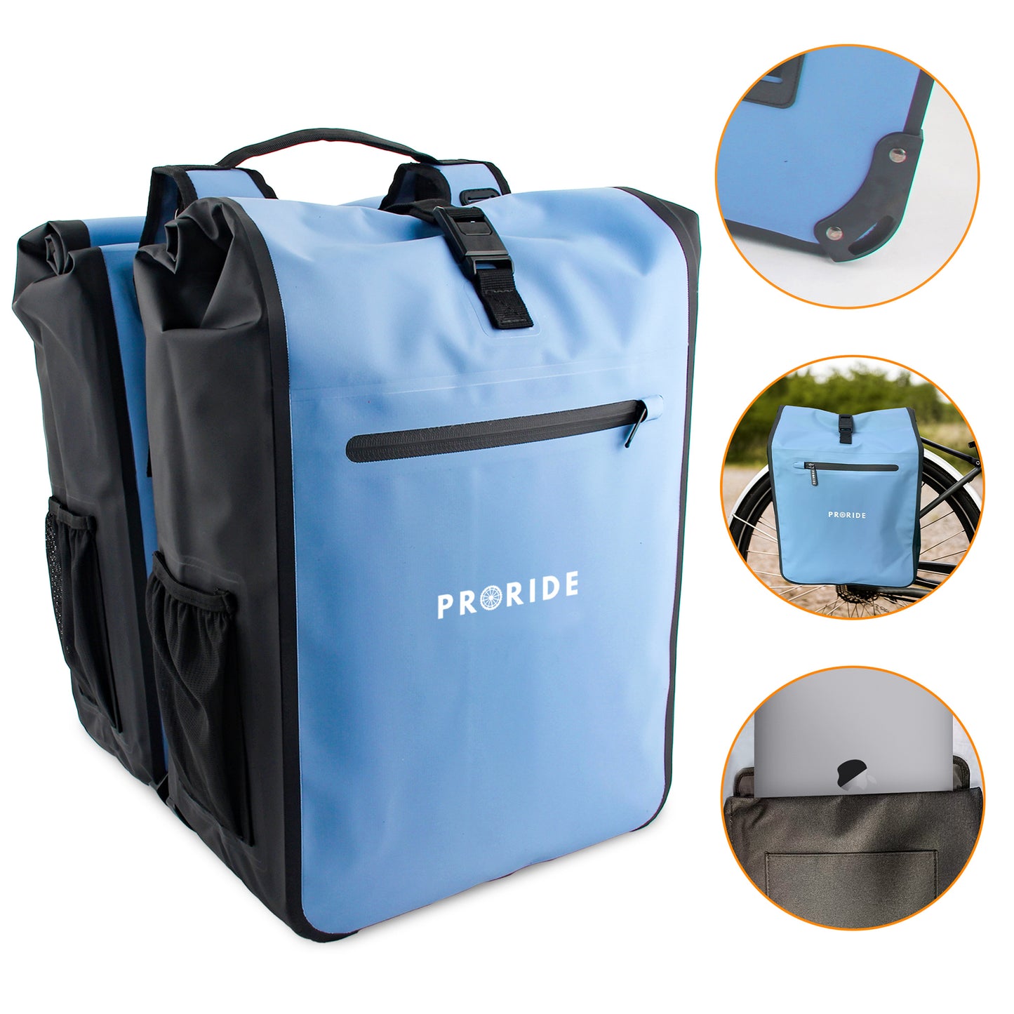 Proride dubbele fietstas I Ruim en waterdicht I Blauw