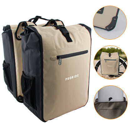 Proride dubbele fietstas I Ruim en waterdicht I Beige