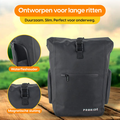 Proride 3-in-1 Fietstas I Rugzak I 25L I Waterdicht I Zwart