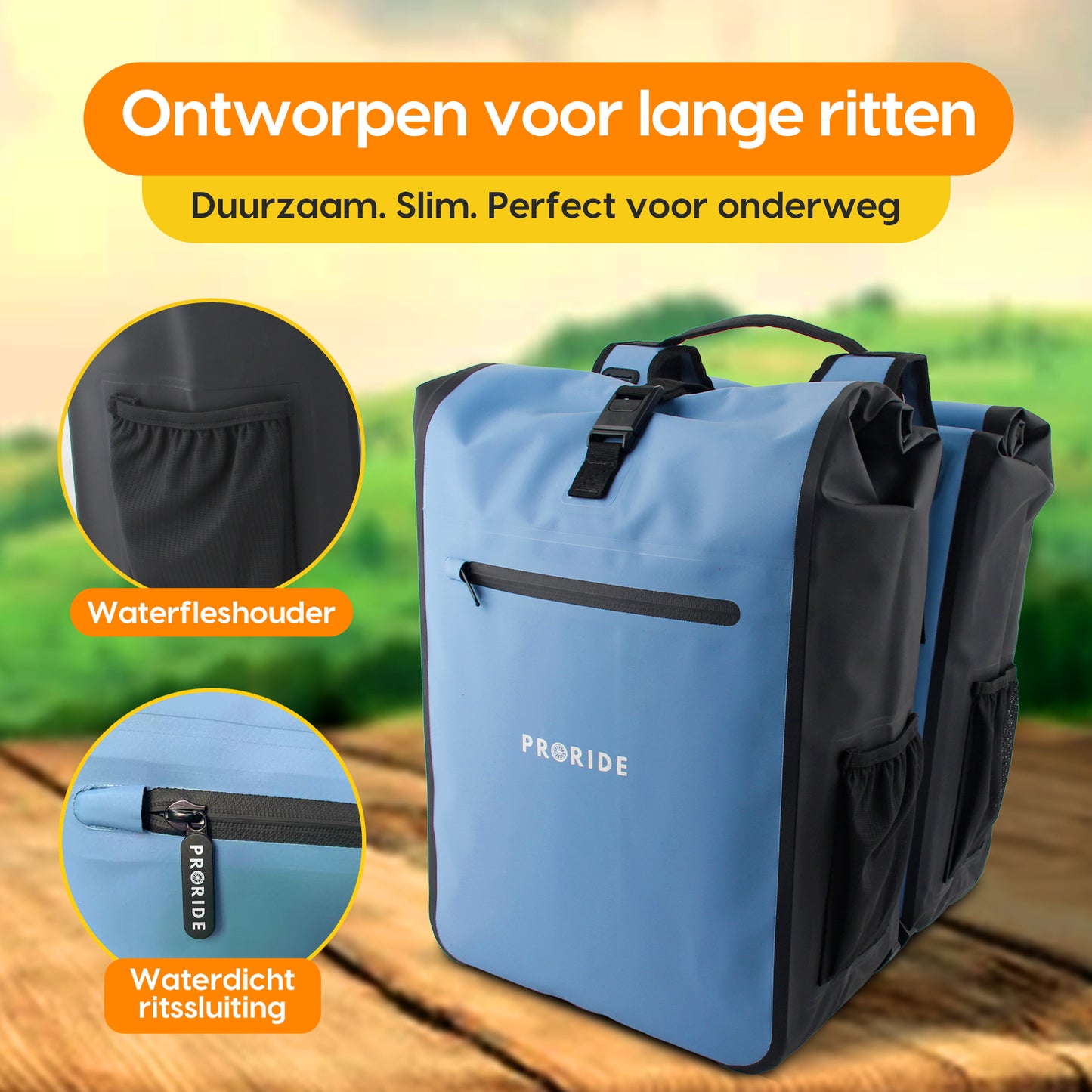 Proride dubbele fietstas I Ruim en waterdicht I Blauw