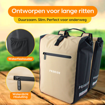 Proride dubbele fietstas I Ruim en waterdicht I Beige