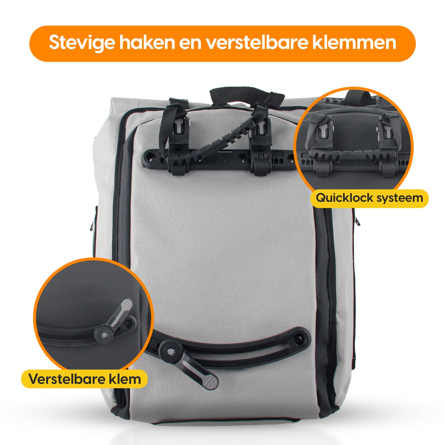 Proride 3-in-1 Fietstas I Rugzak I 25L I Waterdicht I Reflecterend Grijs