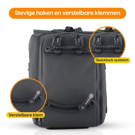 Proride 3-in-1 Fietstas I Rugzak I 25L I Waterdicht I Zwart