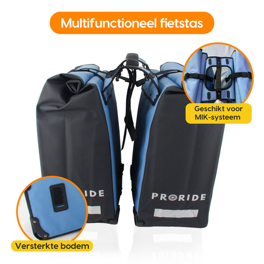 Proride dubbele fietstas I Ruim en waterdicht I Blauw