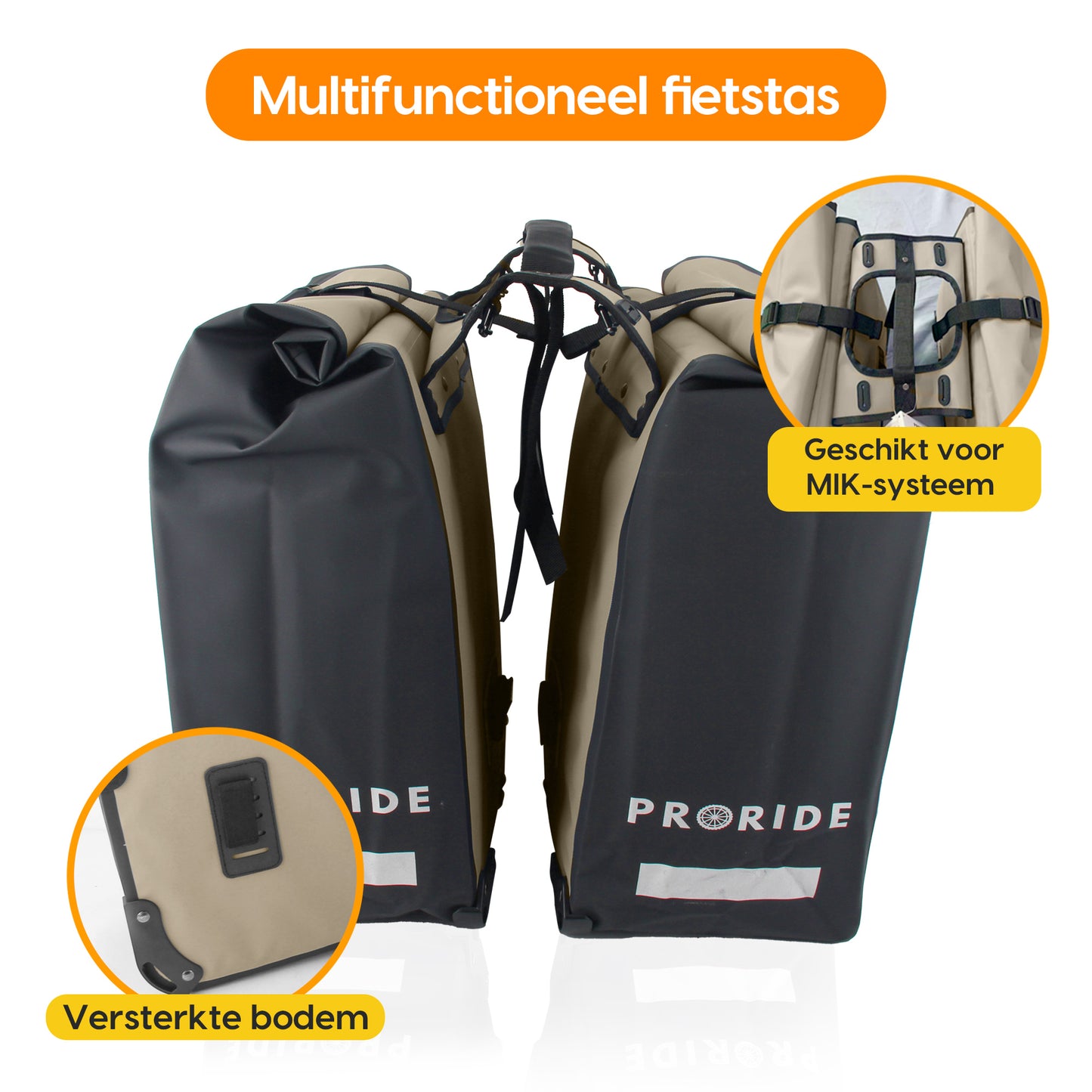 Proride dubbele fietstas I Ruim en waterdicht I Beige