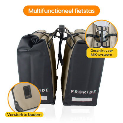 Proride dubbele fietstas I Ruim en waterdicht I Beige