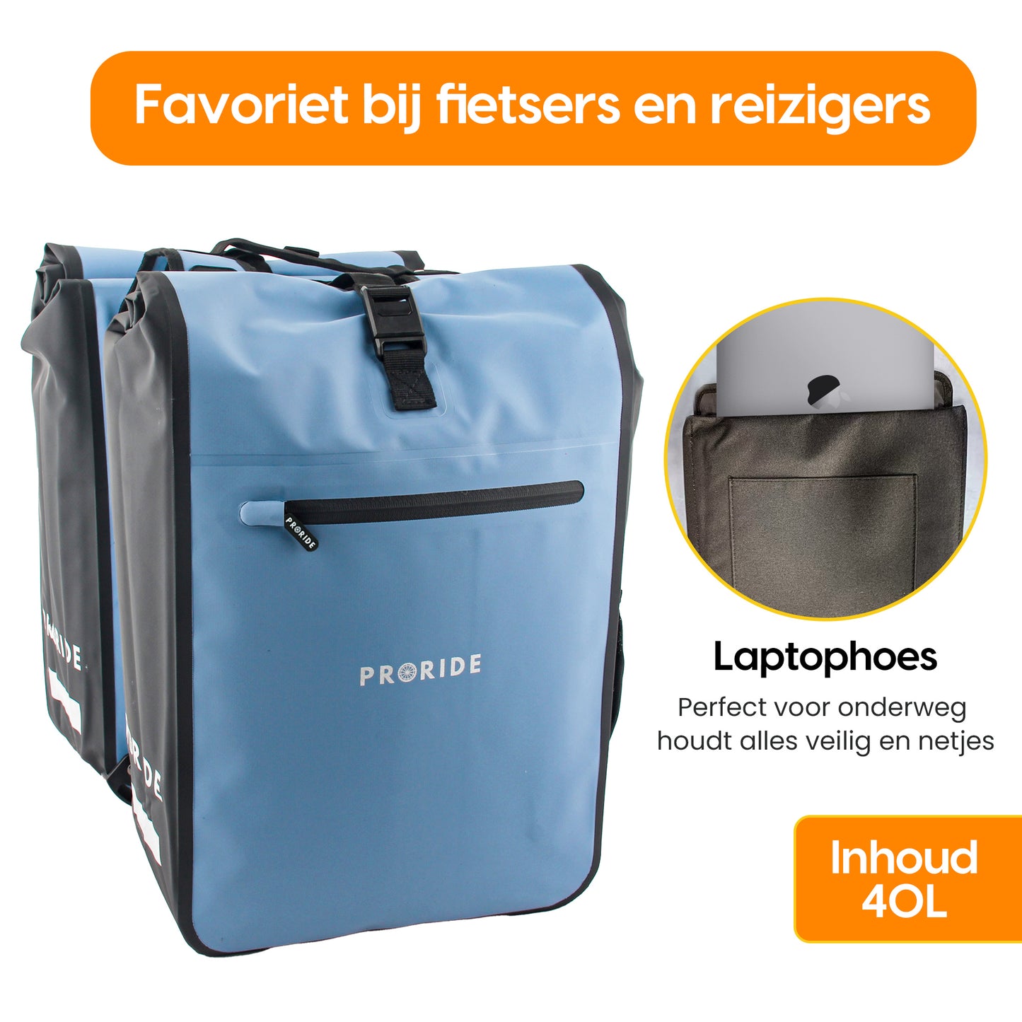 Proride dubbele fietstas I Ruim en waterdicht I Blauw