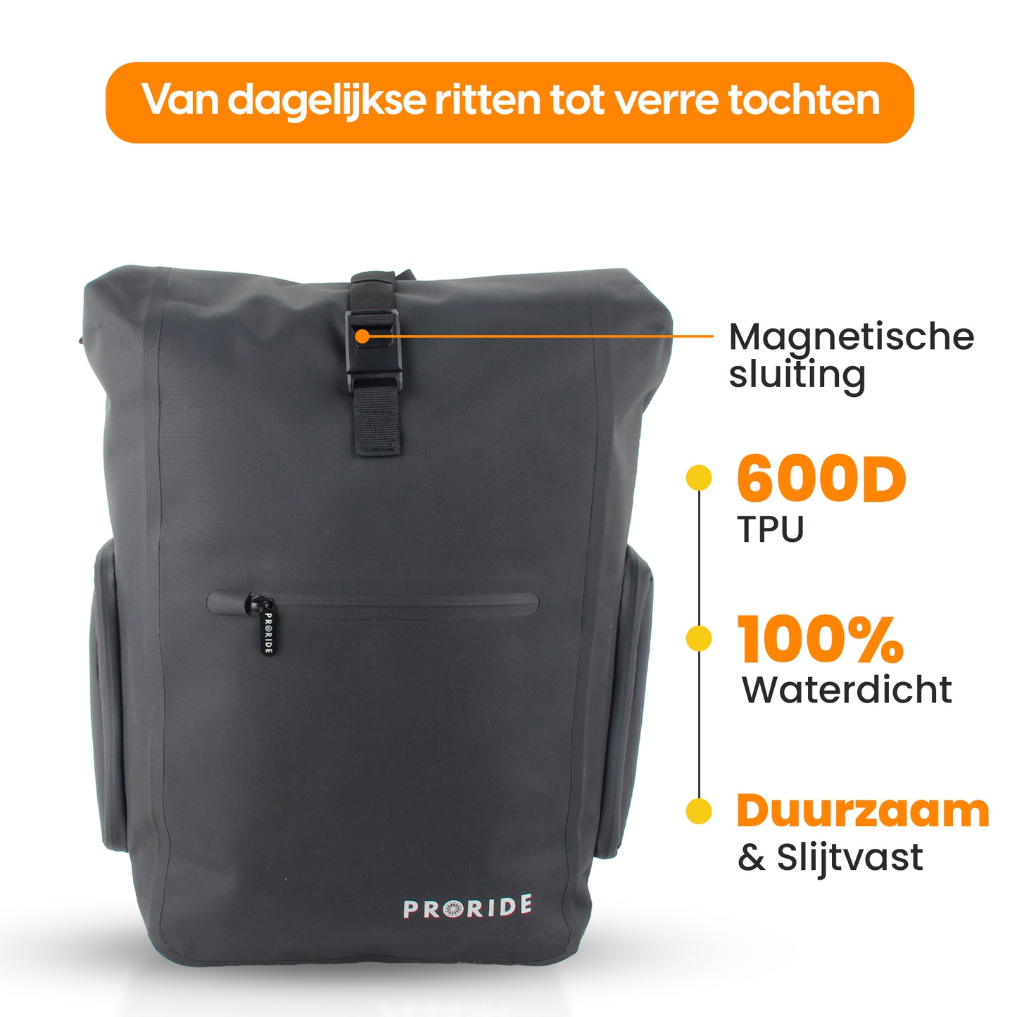 Proride 3-in-1 Fietstas I Rugzak I 25L I Waterdicht I Zwart