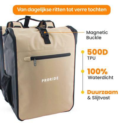 Proride dubbele fietstas I Ruim en waterdicht I Beige
