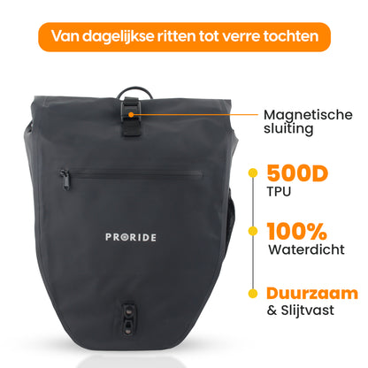 Waterdichte Enkele Fietstas 28L Proride Zwart, Voor dagelijks gebruik