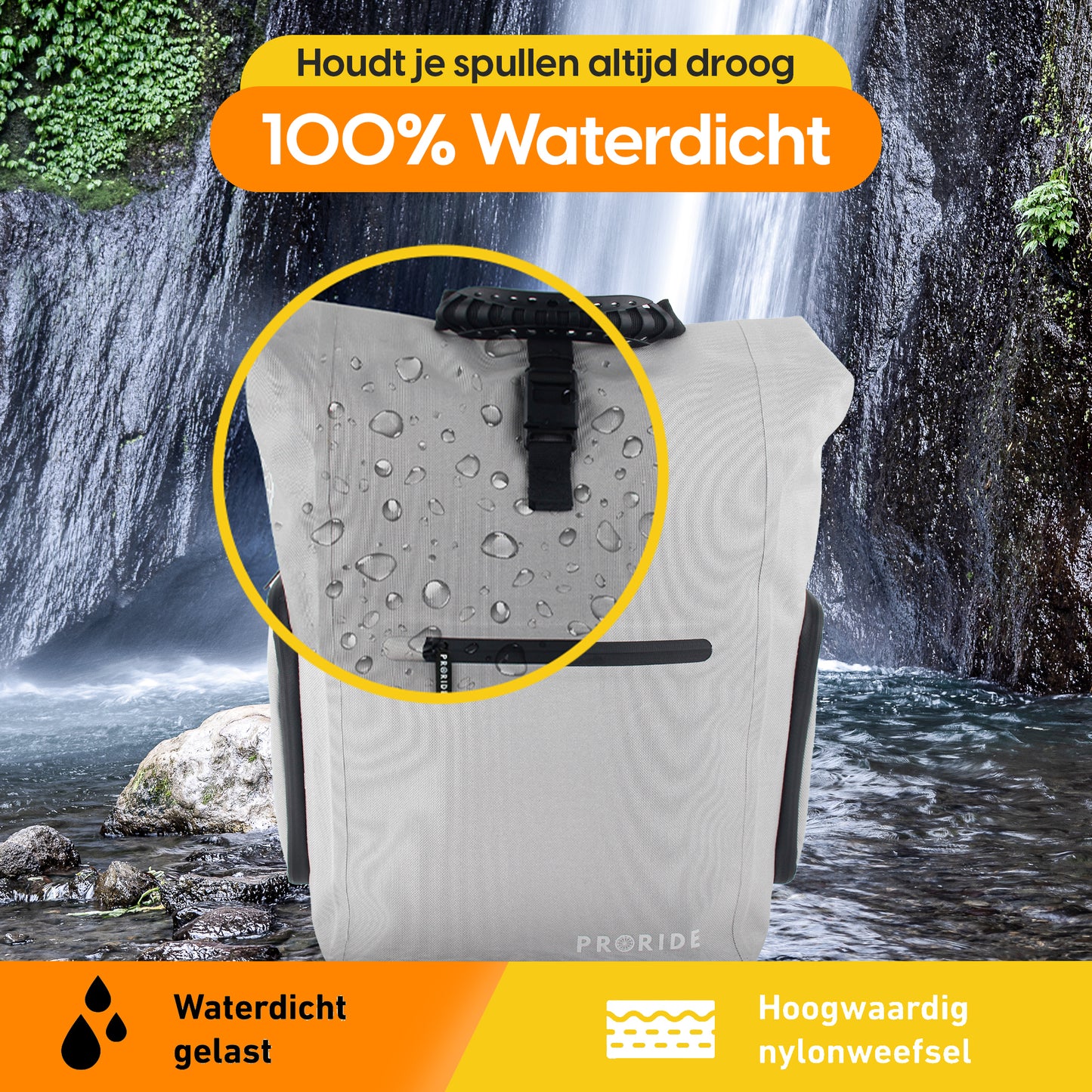 Proride 3-in-1 Fietstas I Rugzak I 25L I Waterdicht I Reflecterend Grijs