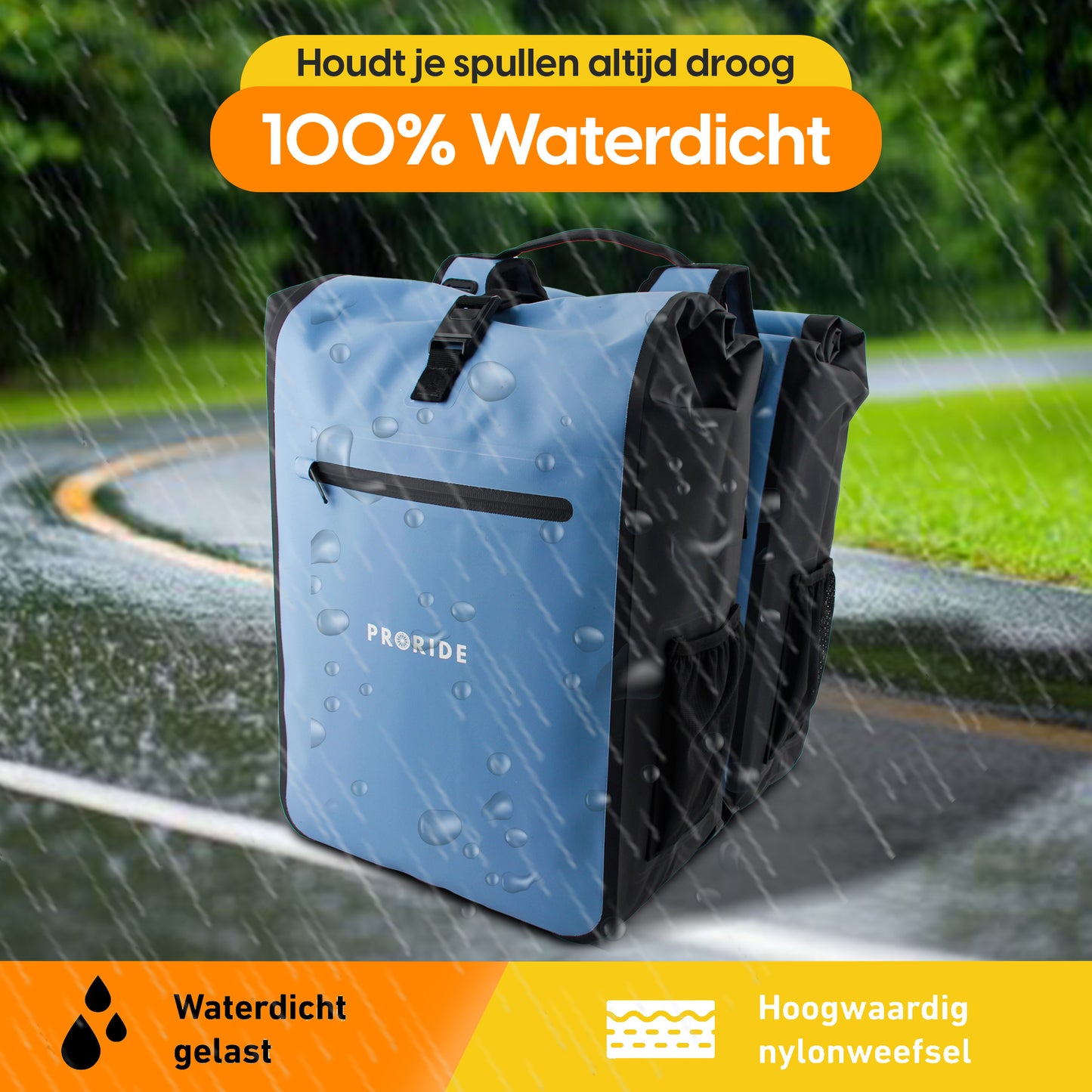 Proride dubbele fietstas I Ruim en waterdicht I Blauw