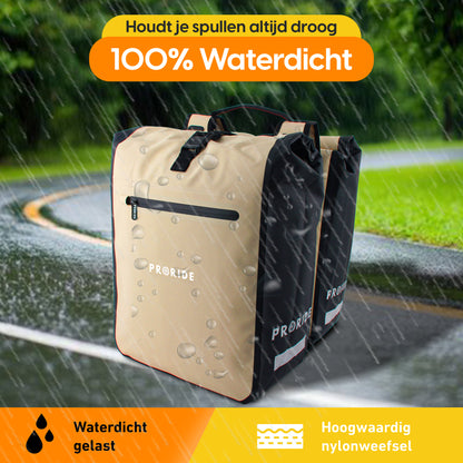 Proride dubbele fietstas I Ruim en waterdicht I Beige