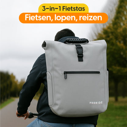 Proride 3-in-1 Fietstas I Rugzak I 25L I Waterdicht I Reflecterend Grijs