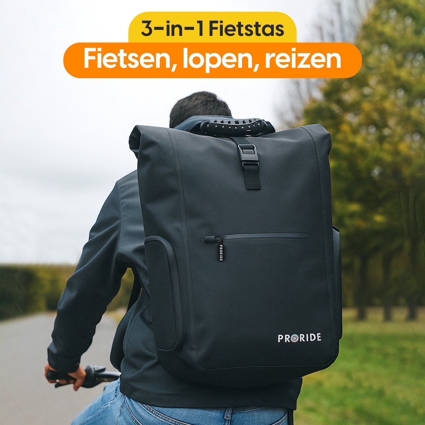 Proride 3-in-1 Fietstas I Rugzak I 25L I Waterdicht I Zwart