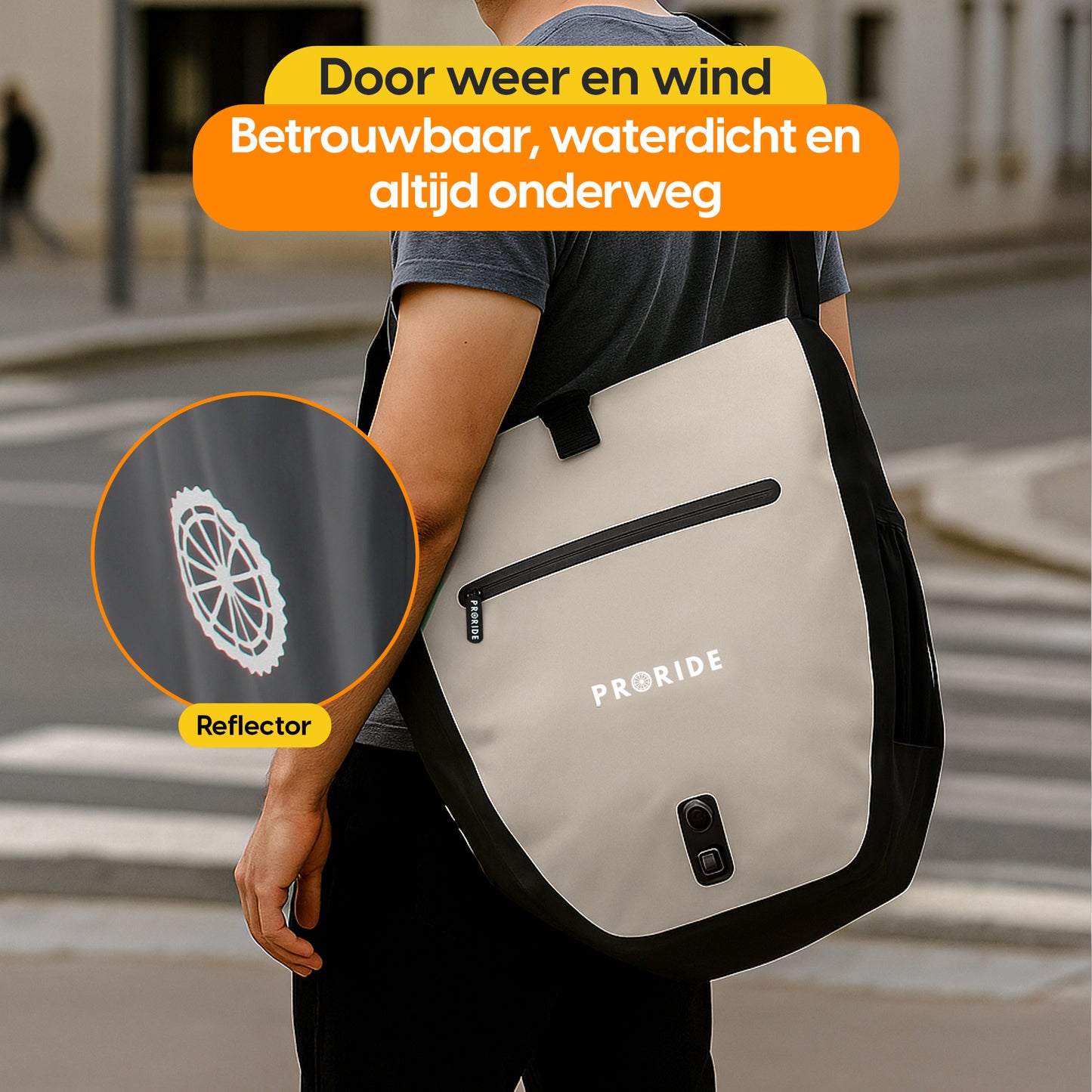 Proride Enkele Fietstas I Elke dag droog op pad I Beige