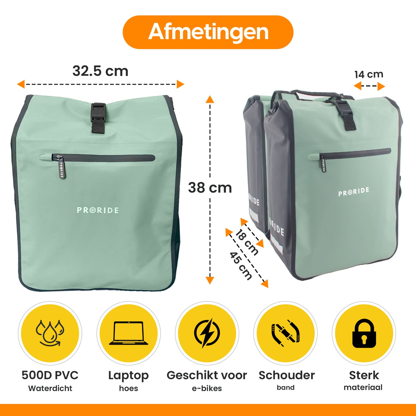 Proride dubbele fietstas I Ruim en waterdicht I Groen