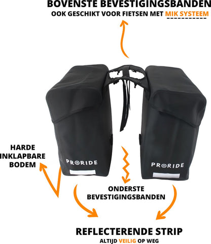 Proride dubbele fietstas I Ruim en waterdicht I Zwart