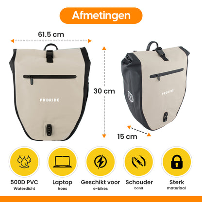 Proride Enkele Fietstas I Elke dag droog op pad I Beige