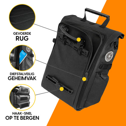 Proride 3-in-1 Fietstas I Rugzak I 25L I Waterdicht I Zwart