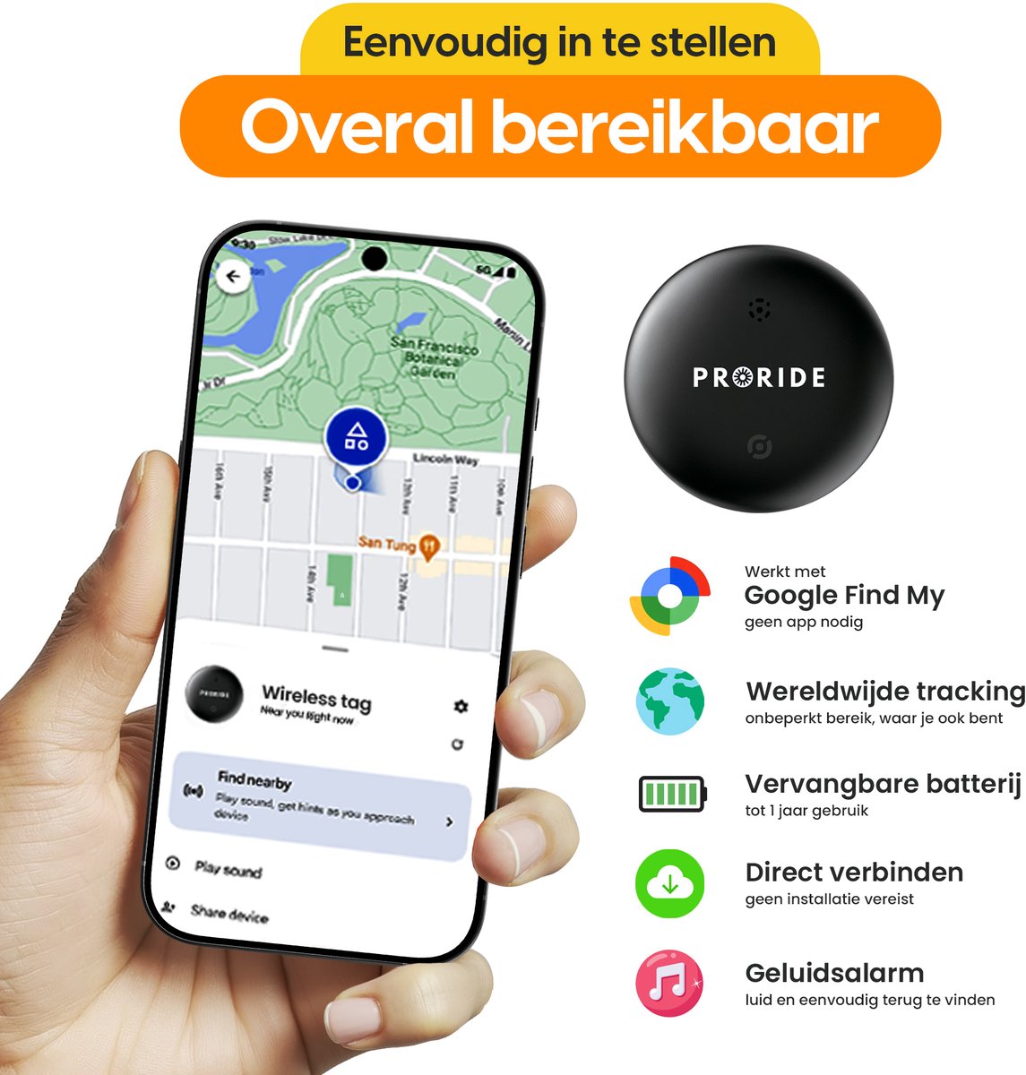 Proride Smart Tag voor Android I Compact, slim en altijd verbonden I 2 stuks