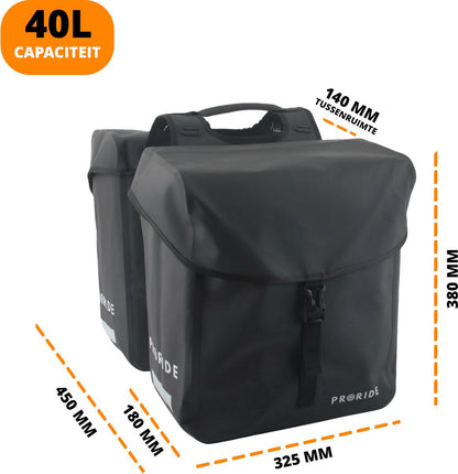 Proride dubbele fietstas I Ruim en waterdicht I Zwart