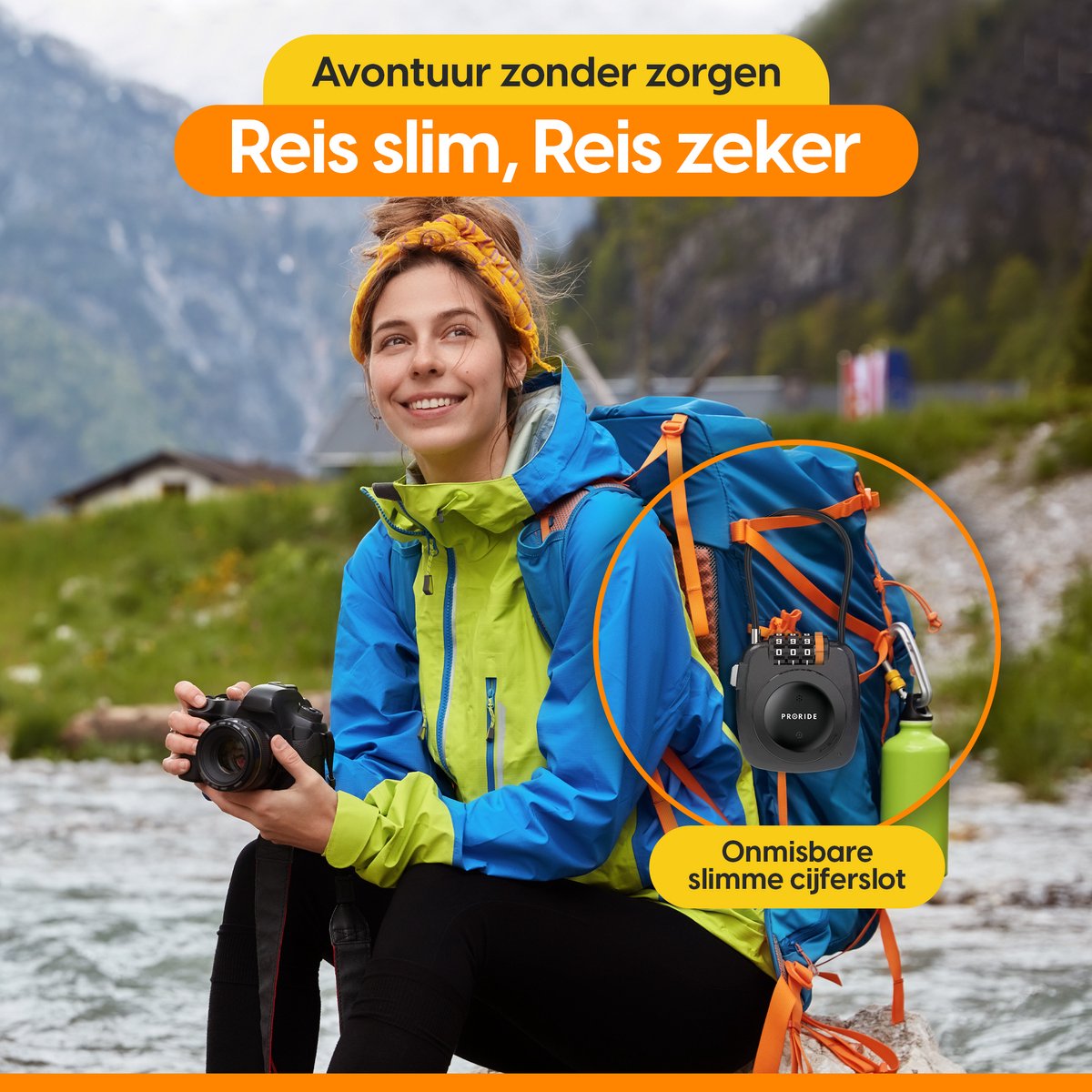 Proride 3- cijferig Kabelslot Inclusief GPS-tracker Apple I Slim en veilig onderweg I Zwart