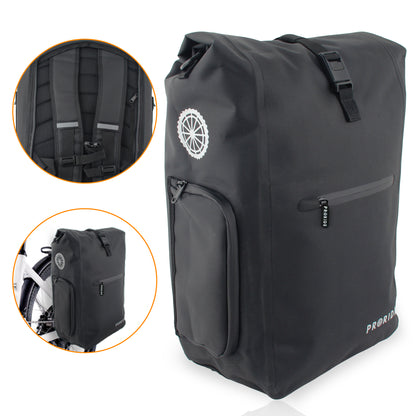 Proride 3-in-1 Fietstas I Rugzak I 25L I Waterdicht I Zwart