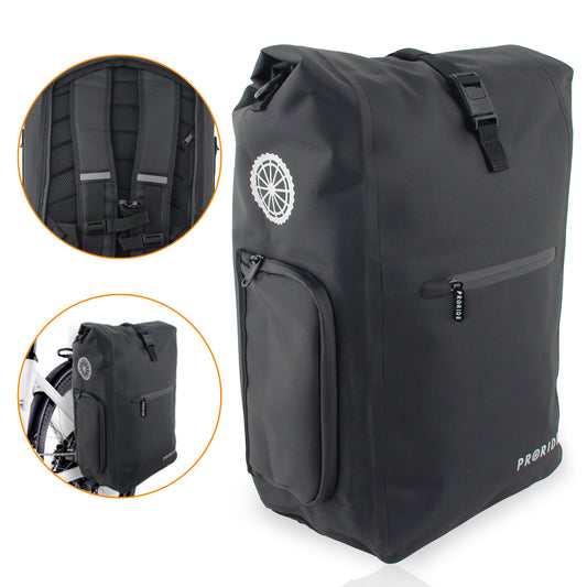 Proride 3-in-1 Fietstas I Rugzak I 25L I Waterdicht I Zwart